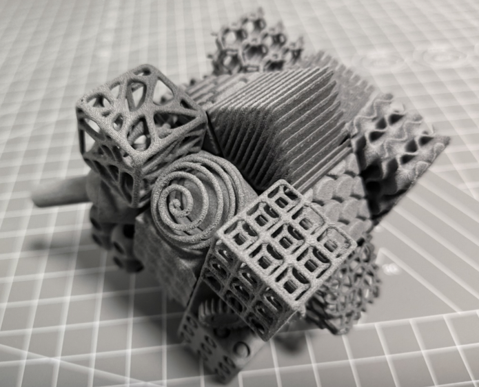 SLS 3D printed Rubik's Cube before post-processing treatment