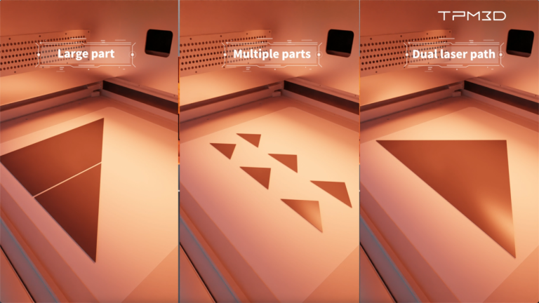 Dual laser dynamic focusing system of TPM3D SLS 3D printers