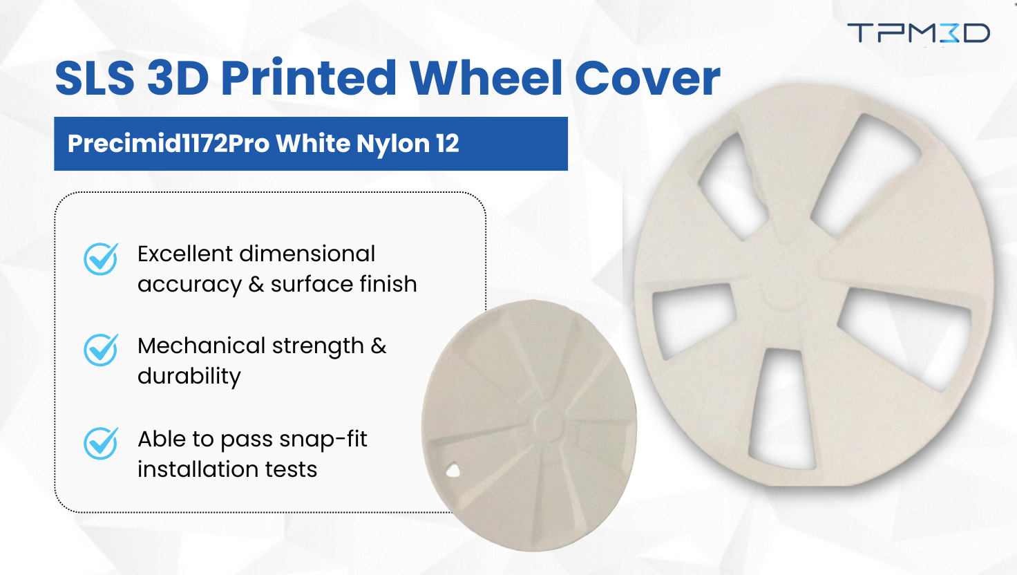 3D printed wheel cover with SLS technology from TPM3D
