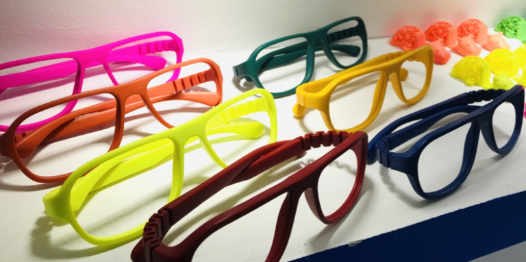 3D printed glasses and eyewear in different colors
