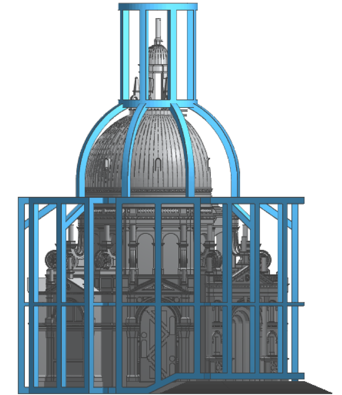 The protective cage is printed together with the model