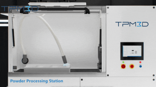 Depowdering unit of the powder processing station PPS V3.0 of TPM3D