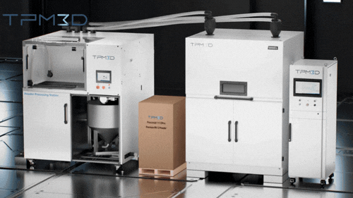 Mixed powder of recycled and virgin powder is fed into the SLS 3D printer