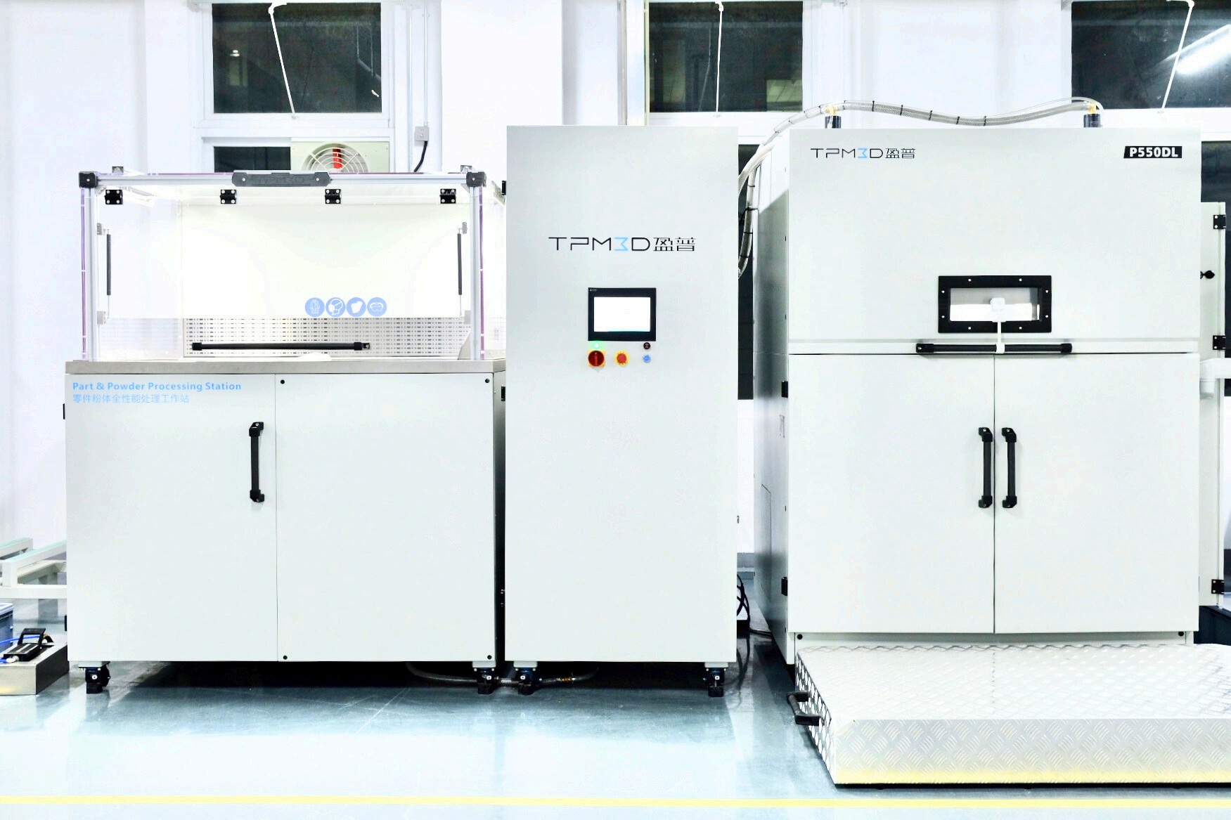 TPM3D PPS powder handling system for clean SLS 3D printing workflow